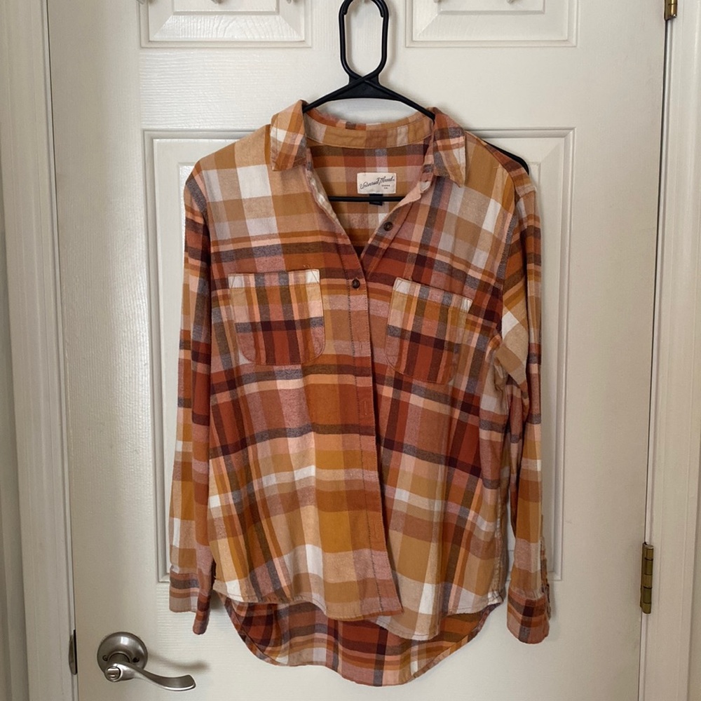 Fall flannel button up / button down - orange , universal theads